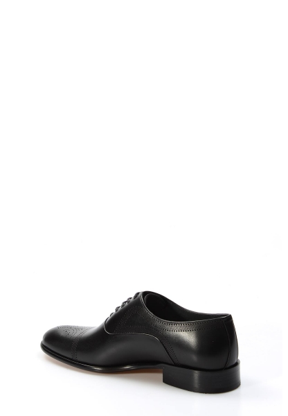 MirgeShoes Siyah Bağcıklı Erkek Klasik Kösele Ayakkabı İçi Dışı Hakiki Deri MRG0110231314620