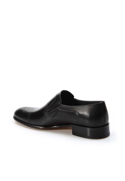 MirgeShoes Siyah Bağcıksız Erkek Klasik Kösele Ayakkabı İçi Dışı Hakiki Deri MRG0110231314621