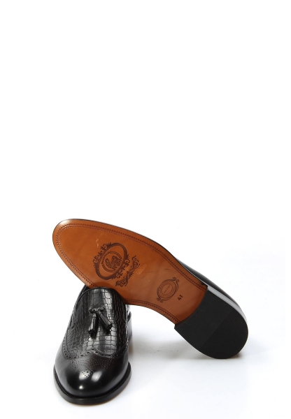 MirgeShoes Siyah Tokalı Erkek Klasik Kösele Ayakkabı İçi Dışı Hakiki Deri MRG01102313181019-1