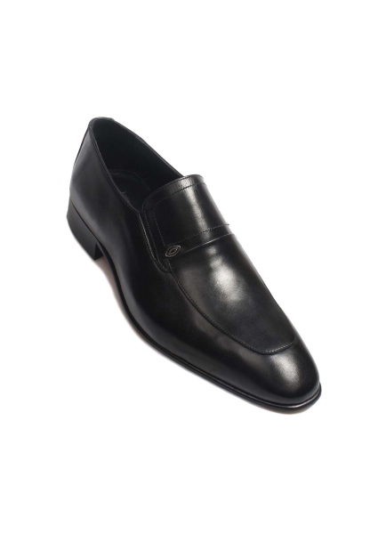 MirgeShoes Siyah Bağcıksız Erkek Klasik Kösele Ayakkabı İçi Dışı Hakiki Deri MRG0110401312518
