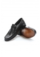 MirgeShoes Siyah Bağcıksız Erkek Klasik Kösele Ayakkabı İçi Dışı Hakiki Deri MRG011062131942