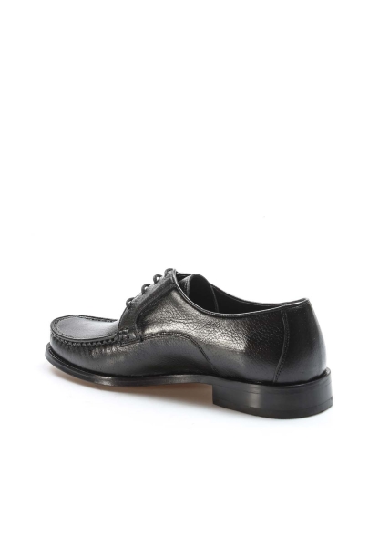 MirgeShoes Siyah Bağcıklı Erkek Klasik Kösele Ayakkabı İçi Dışı Hakiki Deri MRG01106213382