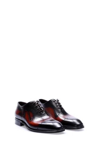 MirgeShoes Taba Bağcıklı Erkek Klasik Kösele Ayakkabı İçi Dışı Hakiki Deri MRG0153313318