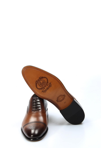 MirgeShoes Taba Bağcıklı Erkek Klasik Kösele Ayakkabı İçi Dışı Hakiki Deri MRG0110231314620