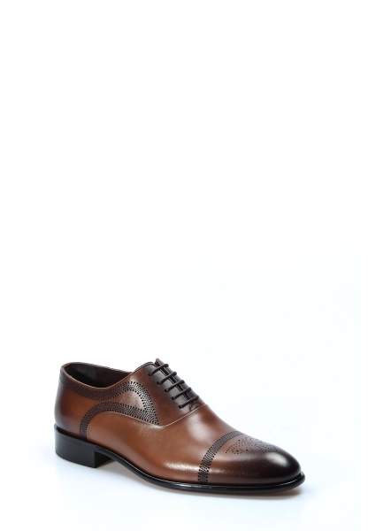 MirgeShoes Taba Bağcıklı Erkek Klasik Kösele Ayakkabı İçi Dışı Hakiki Deri MRG0110231314620