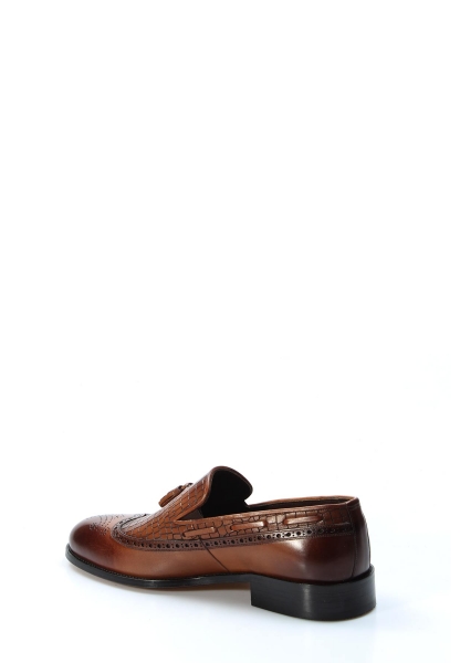 MirgeShoes Taba Tokalı Erkek Klasik Kösele Ayakkabı İçi Dışı Hakiki Deri MRG01102313181019-A
