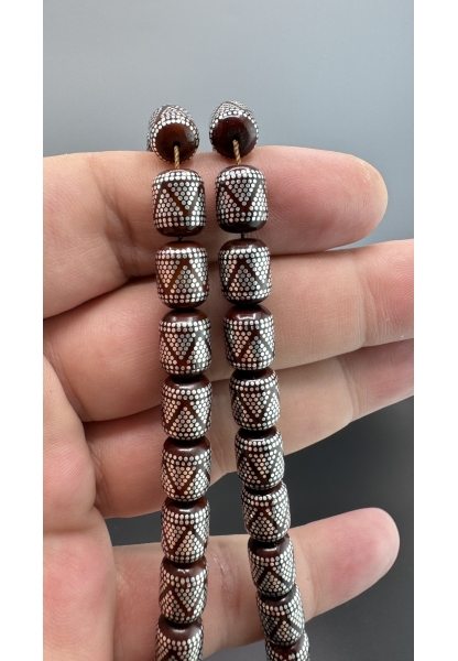 MirgeShoes Muhammed Serkan Coşkun Usta İşi Yoğun Gümüş Çakımlı Kuka Tesbih AHTES2179