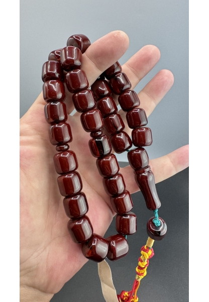 MirgeShoes Üst Düzey Eski Döküm Rüzgar Gülü Hareli Vişne 95 Gr Sıkma Kehribar Tesbih AHTES2160