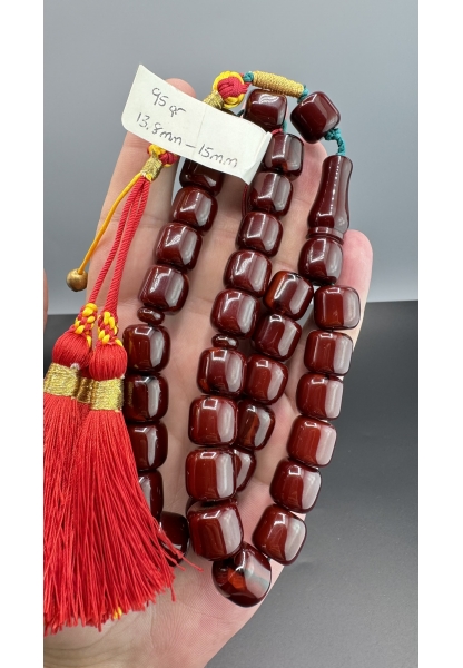 MirgeShoes Üst Düzey Eski Döküm Rüzgar Gülü Hareli Vişne 95 Gr Sıkma Kehribar Tesbih AHTES2160