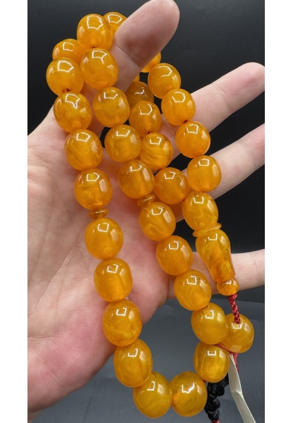 MirgeShoes Üst Düzey Firfirik Hareli Portakal 100 Gr Faturan Sıkma Kehribar Tespih AHTES2537