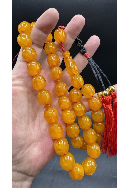 MirgeShoes Üst Düzey Firfirik Hareli Portakal 100 Gr Faturan Sıkma Kehribar Tespih AHTES2537