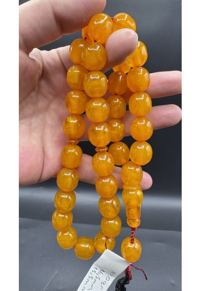 MirgeShoes Üst Düzey Firfirik Hareli Portakal 100 Gr Faturan Sıkma Kehribar Tespih AHTES2537