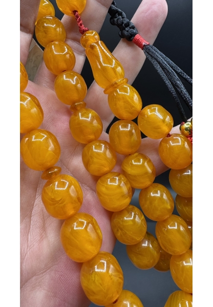 MirgeShoes Üst Düzey Firfirik Hareli Portakal 100 Gr Faturan Sıkma Kehribar Tespih AHTES2537