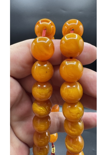 MirgeShoes Üst Düzey Firfirik Hareli Portakal 87 Gr Faturan Sıkma Kehribar Tespih AHTES2509