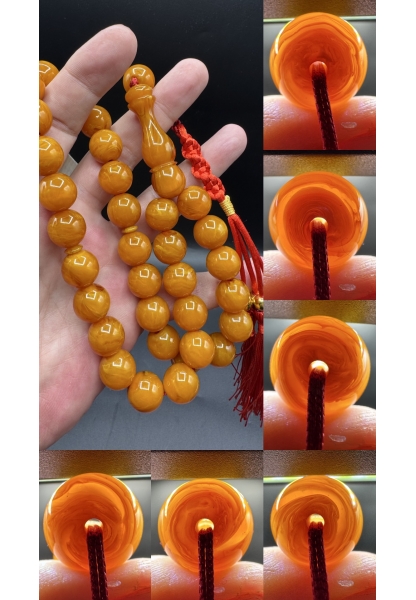 MirgeShoes Üst Düzey Firfirik Hareli Portakal 87 Gr Faturan Sıkma Kehribar Tespih AHTES2509