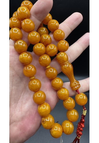 MirgeShoes Üst Düzey Firfirik Hareli Portakal 87 Gr Faturan Sıkma Kehribar Tespih AHTES2509