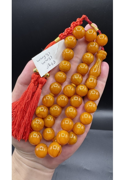 MirgeShoes Üst Düzey Firfirik Hareli Portakal 87 Gr Faturan Sıkma Kehribar Tespih AHTES2509