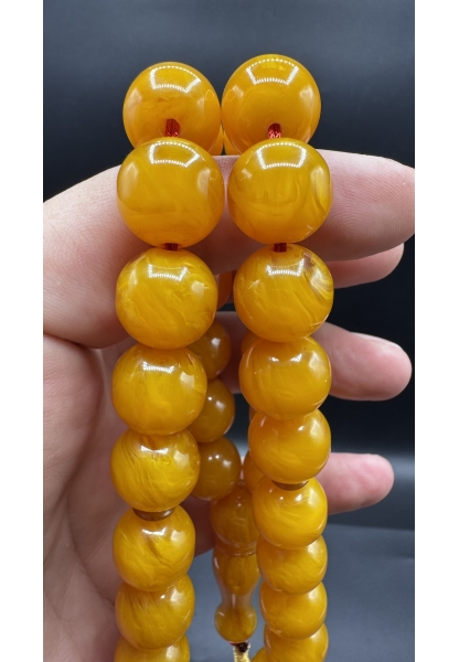 MirgeShoes Üst Düzey Koleksiyon Sarı 81 Gr Faturan Firfirik Sıkma Kehribar Tespih AHTES2515