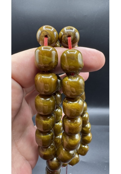 MirgeShoes Üst Düzey Koleksiyon Yeşil 95 Gr Faturan Firfirik Sıkma Kehribar Tespih AHTES2520