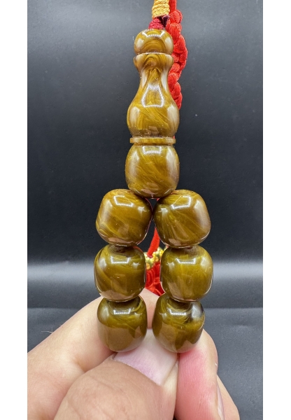 MirgeShoes Üst Düzey Koleksiyon Yeşil 95 Gr Faturan Firfirik Sıkma Kehribar Tespih AHTES2520