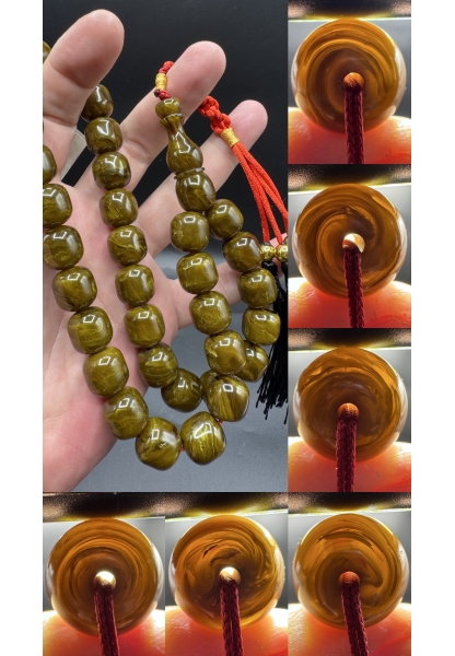 MirgeShoes Üst Düzey Koleksiyon Yeşil 96 Gr Faturan Firfirik Sıkma Kehribar Tespih AHTES2534