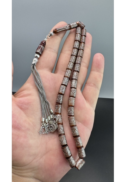 MirgeShoes Yoğun Gümüş Çakımlı Kesme Model Kuka Tesbih AHTES2180