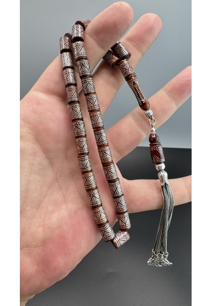 MirgeShoes Yoğun Gümüş Çakımlı Kesme Model Kuka Tesbih AHTES2180