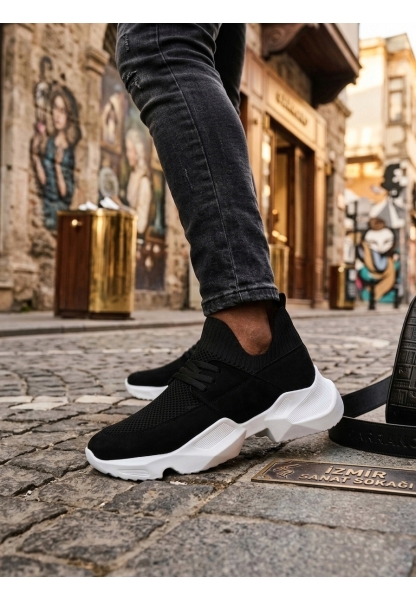 403 Yumuşak Triko Dokulu Yüksek Siyah Taban Spor Ayakkabı 