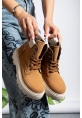 MirgeShoes Camel Bağcıklı Kadın Worker Bot Rahat Yüksek Kalın Taban MRG01062323