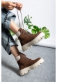MirgeShoes Kahve Bağcıklı Kadın Worker Bot Rahat Yüksek Kalın Taban MRG01062323