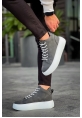 MirgeShoes Antrasit Bağcıklı Erkek Spor Bot Deri Rahat Yüksek Kalın Beyaz Taban Ant MRG01062328