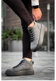 MirgeShoes Antrasit Bağcıklı Erkek Spor Bot Deri Rahat Yüksek Kalın Siyah Taban Ant MRG01062328