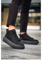MirgeShoes Siyah Bağcıklı Erkek Spor Bot Deri Rahat Yüksek Kalın Siyah Taban SY MRG01062328