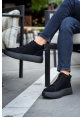 MirgeShoes Siyah Bağcıklı Erkek Spor Bot Süet Rahat Yüksek Kalın Siyah Taban SY MRG01062328