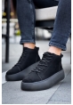 MirgeShoes Siyah Bağcıklı Erkek Spor Bot Süet Rahat Yüksek Kalın Siyah Taban SY MRG01062328