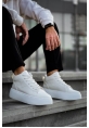 MirgeShoes Beyaz Bağcıklı Erkek Spor Bot Deri Rahat Yüksek Kalın Taban BYZ MRG01062328