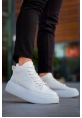 MirgeShoes Beyaz Bağcıklı Erkek Spor Bot Deri Rahat Yüksek Kalın Taban BYZ MRG01062328