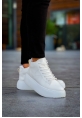 MirgeShoes Beyaz Bağcıklı Erkek Spor Bot Deri Rahat Yüksek Kalın Taban BYZ MRG01062328