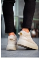 MirgeShoes Krem Bağcıklı Erkek Spor Bot Süet Deri Rahat Yüksek Kalın Taban Kr MRG01062328