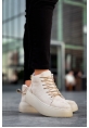 MirgeShoes Krem Bağcıklı Erkek Spor Bot Süet Deri Rahat Yüksek Kalın Taban Kr MRG01062328