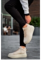 MirgeShoes Krem Bağcıklı Erkek Spor Bot Süet Deri Rahat Yüksek Kalın Taban Kr MRG01062328