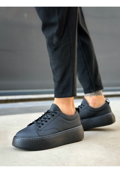 LE11 Bağcıklı Erkek Yüksek Siyah Taban Spor Ayakkabı