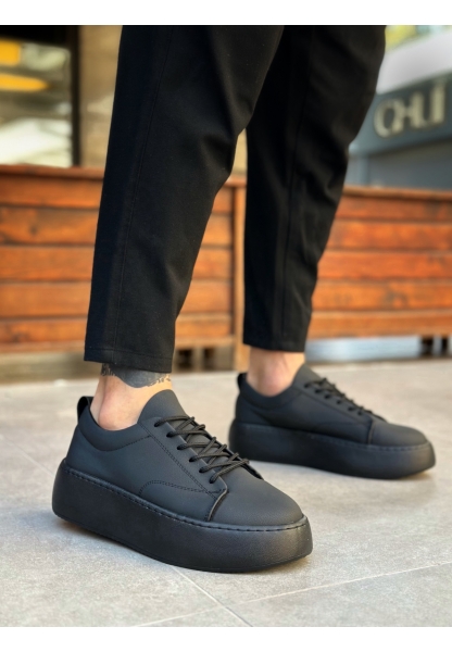 LE11 Bağcıklı Erkek Yüksek Siyah Taban Spor Ayakkabı