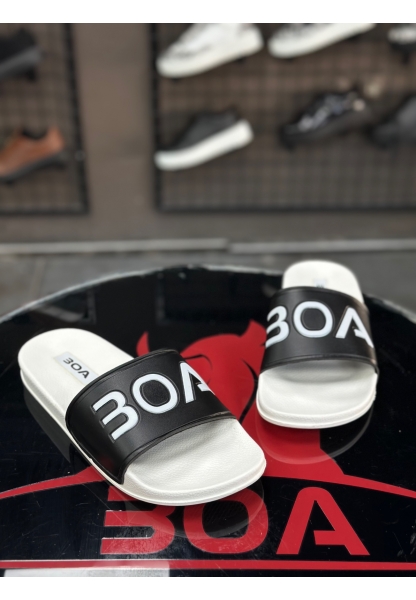 MirgeShoes Siyah Erkek Yazlık Yeni Sezon Terlik Hafif Rahat Beyaz Taban MRG010601