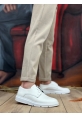 MirgeShoes Beyaz Bağcıklı Klasik Casual Erkek Ayakkabı Cilt Deri Yüksek BYZ Taban MRG01060002321