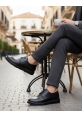 MirgeShoes Siyah Bağcıklı Klasik Casual Erkek Ayakkabı Cilt Deri Yüksek SYH Taban MRG01060002321