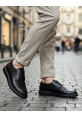 MirgeShoes Siyah Bağcıklı Klasik Casual Erkek Ayakkabı Cilt Deri Yüksek SYH Taban MRG01060002321