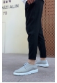 MirgeShoes Gri Bağcıklı Klasik Casual Erkek Ayakkabı Keten Deri Yüksek BYZ Taban MRG01060002321