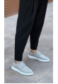 MirgeShoes Gri Bağcıklı Klasik Casual Erkek Ayakkabı Keten Deri Yüksek BYZ Taban MRG01060002321