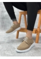 MirgeShoes Hardal Bağcıklı Klasik Casual Erkek Ayakkabı Keten Deri Yüksek BYZ Taban MRG01060002321
